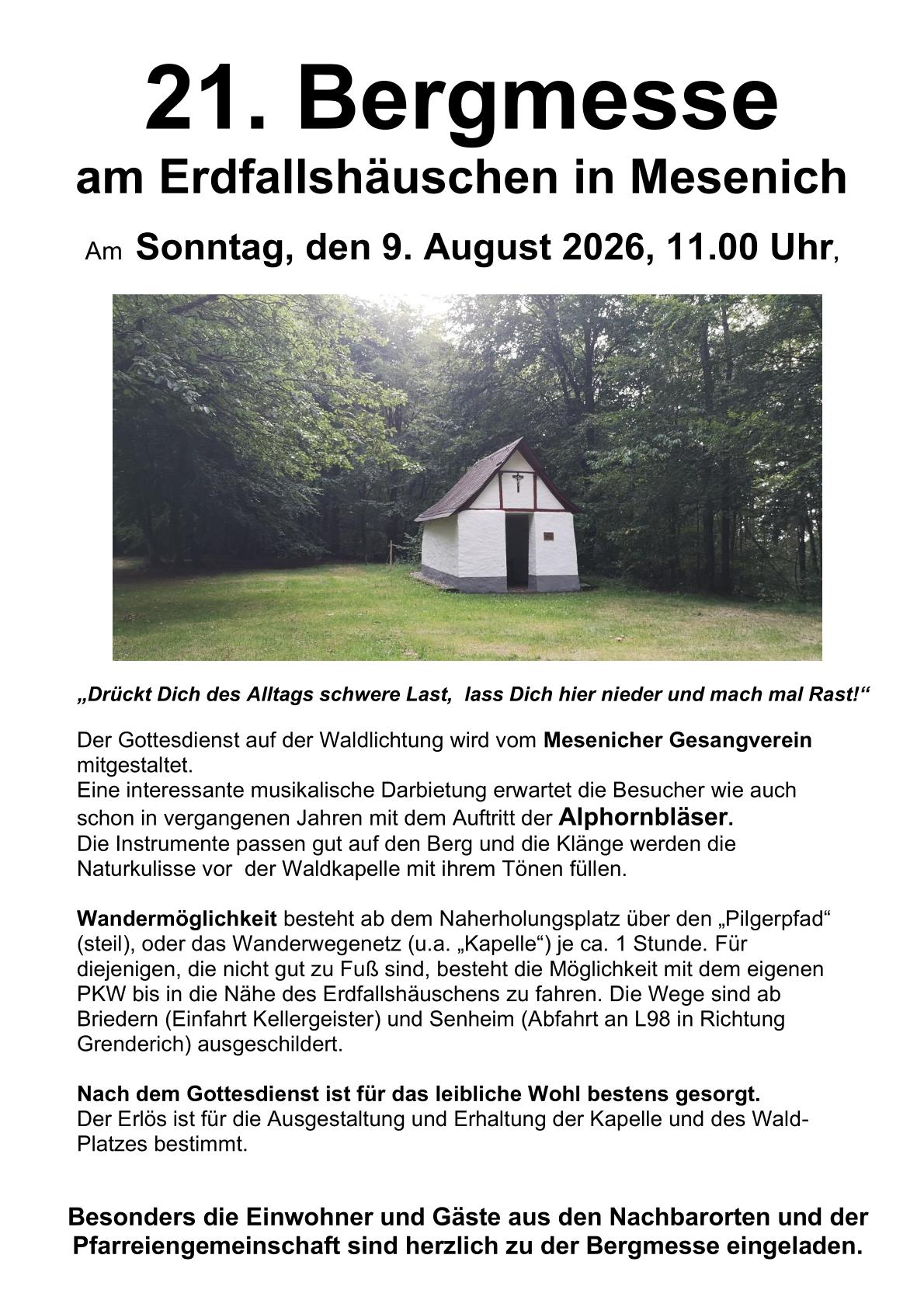 Bergmesse 2026_Einladung_Kapelle